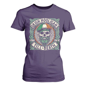 Irish Pride T Shirt For Women Irish Hooligan Ireland Flag Skull TS09 Purple Print Your Wear