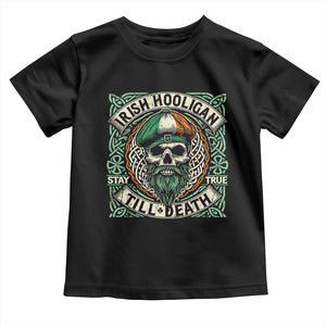 Irish Pride Toddler T Shirt Irish Hooligan Ireland Flag Skull TS09 Black Print Your Wear