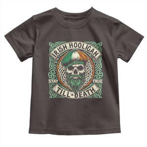 Irish Pride Toddler T Shirt Irish Hooligan Ireland Flag Skull TS09 Dark Chocolate Print Your Wear
