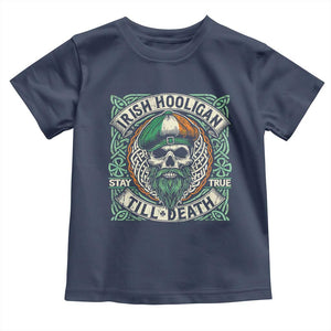 Irish Pride Toddler T Shirt Irish Hooligan Ireland Flag Skull TS09 Navy Print Your Wear