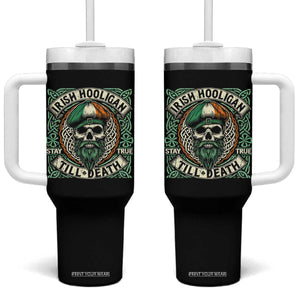 Irish Pride Tumbler With Handle Irish Hooligan Ireland Flag Skull TS09 One Size: 40 oz Black Print Your Wear