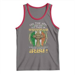 Irish Pride Tank Top God Said Let There Be Shenanigans And Malarkey In The World So He Created The Irish TS09 Deep Heather Red Print Your Wear