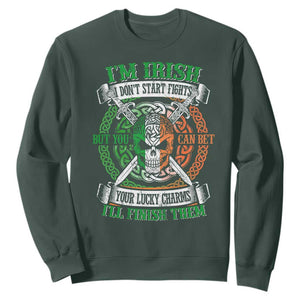 Irish Pride Sweatshirt You Can Bet Your Lucky Charms I'll Finish Them TS09 Dark Forest Green Print Your Wear