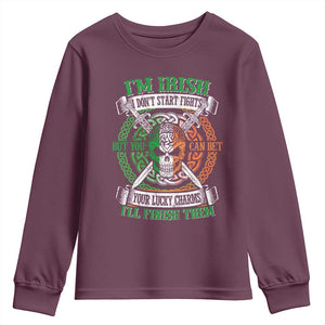 Irish Pride Youth Sweatshirt You Can Bet Your Lucky Charms I'll Finish Them TS09 Maroon Print Your Wear