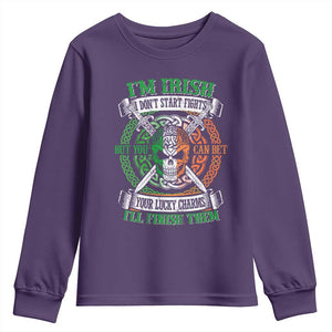 Irish Pride Youth Sweatshirt You Can Bet Your Lucky Charms I'll Finish Them TS09 Purple Print Your Wear