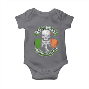 Irish Pride Baby Onesie Sons Of Ireland Shenanigans Chapter Skull Shamrock TS09 Charcoal Print Your Wear