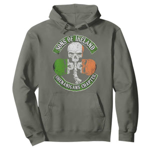 Irish Pride Hoodie Sons Of Ireland Shenanigans Chapter Skull Shamrock TS09 Military Green Print Your Wear
