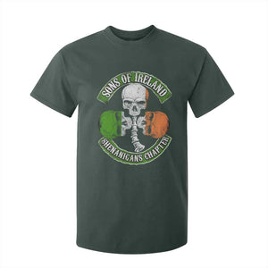 Irish Pride T Shirt For Kid Sons Of Ireland Shenanigans Chapter Skull Shamrock TS09 Dark Forest Green Print Your Wear