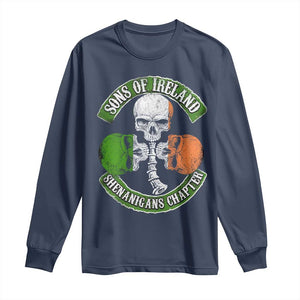 Irish Pride Long Sleeve Shirt Sons Of Ireland Shenanigans Chapter Skull Shamrock TS09 Navy Print Your Wear
