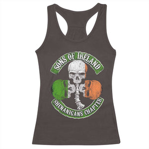 Irish Pride Racerback Tank Top Sons Of Ireland Shenanigans Chapter Skull Shamrock TS09 Dark Chocolate Print Your Wear