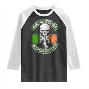 Irish Pride Raglan Shirt Sons Of Ireland Shenanigans Chapter Skull Shamrock TS09 Black White Print Your Wear