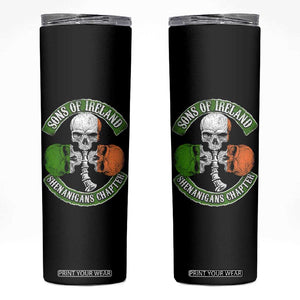 Irish Pride Skinny Tumbler Sons Of Ireland Shenanigans Chapter Skull Shamrock TS09 Black Print Your Wear