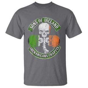Irish Pride T Shirt Sons Of Ireland Shenanigans Chapter Skull Shamrock TS09 Charcoal Print Your Wear