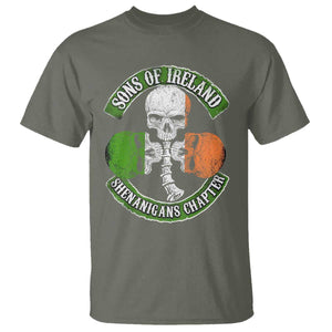 Irish Pride T Shirt Sons Of Ireland Shenanigans Chapter Skull Shamrock TS09 Military Green Print Your Wear