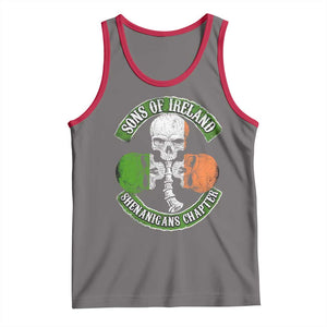 Irish Pride Tank Top Sons Of Ireland Shenanigans Chapter Skull Shamrock TS09 Deep Heather Red Print Your Wear