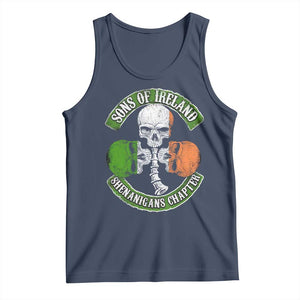 Irish Pride Tank Top Sons Of Ireland Shenanigans Chapter Skull Shamrock TS09 Navy Print Your Wear