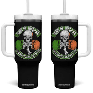 Irish Pride Tumbler With Handle Sons Of Ireland Shenanigans Chapter Skull Shamrock TS09 One Size: 40 oz Black Print Your Wear