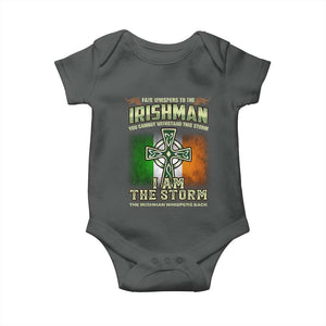 Irish Pride Baby Onesie Irish Warrior I Am The Storm The Irishman Whispers Back TS09 Dark Heather Print Your Wear