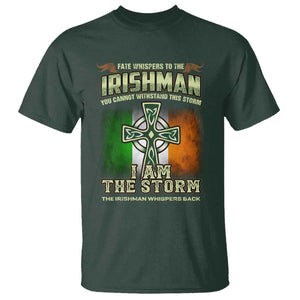 Irish Pride T Shirt Irish Warrior I Am The Storm The Irishman Whispers Back TS09 Dark Forest Green Print Your Wear
