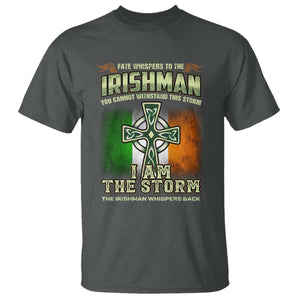 Irish Pride T Shirt Irish Warrior I Am The Storm The Irishman Whispers Back TS09 Dark Heather Print Your Wear