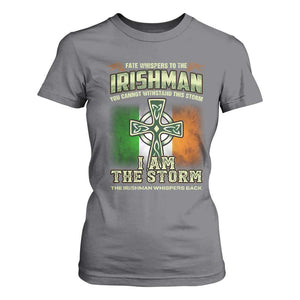 Irish Pride T Shirt For Women Irish Warrior I Am The Storm The Irishman Whispers Back TS09 Charcoal Print Your Wear