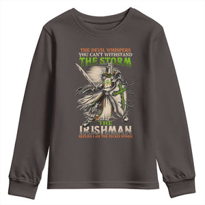 Irish Pride Youth Sweatshirt Irish Warrior I Am The Feckin Storm TS09 Dark Chocolate Print Your Wear