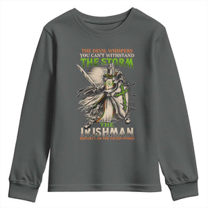 Irish Pride Youth Sweatshirt Irish Warrior I Am The Feckin Storm TS09 Dark Heather Print Your Wear