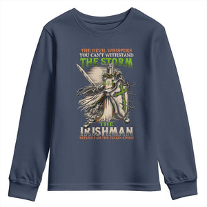 Irish Pride Youth Sweatshirt Irish Warrior I Am The Feckin Storm TS09 Navy Print Your Wear