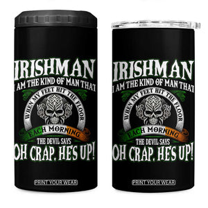 Funny Irishman 4 in 1 Can Cooler Tumbler When My Feet Hit The Floor Each Morning The Devil Says Oh Crap He's Up TS09 One Size: 16 oz Black Print Your Wear