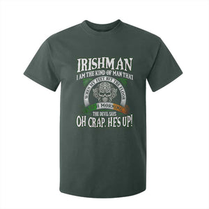 Funny Irishman T Shirt For Kid When My Feet Hit The Floor Each Morning The Devil Says Oh Crap He's Up TS09 Dark Forest Green Print Your Wear