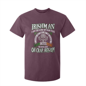 Funny Irishman T Shirt For Kid When My Feet Hit The Floor Each Morning The Devil Says Oh Crap He's Up TS09 Maroon Print Your Wear