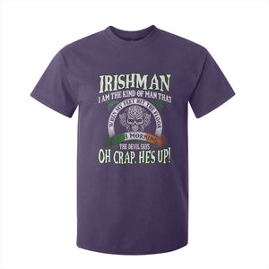Funny Irishman T Shirt For Kid When My Feet Hit The Floor Each Morning The Devil Says Oh Crap He's Up TS09 Purple Print Your Wear
