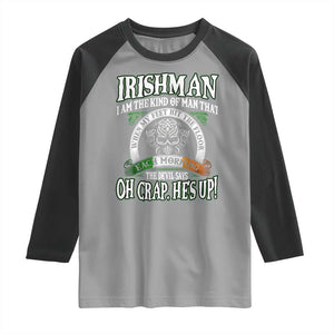 Funny Irishman Raglan Shirt When My Feet Hit The Floor Each Morning The Devil Says Oh Crap He's Up TS09 Sport Gray Black Print Your Wear