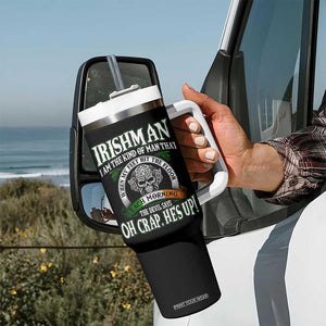 Funny Irishman Tumbler With Handle When My Feet Hit The Floor Each Morning The Devil Says Oh Crap He's Up TS09 Print Your Wear