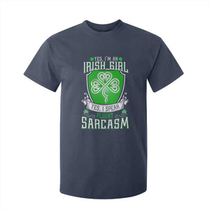 Funny Irish Girl T Shirt For Kid I Speak Fluent Sarcasm TS09 Navy Print Your Wear