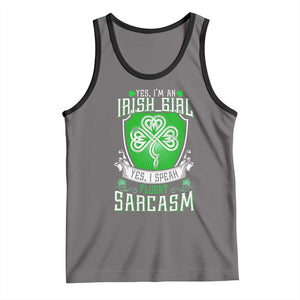 Funny Irish Girl Tank Top I Speak Fluent Sarcasm TS09 Deep Heather Black Print Your Wear