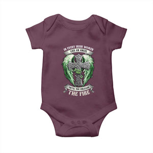 Irish Women Baby Onesie In Every Irish Woman Lies An Angel Until You Unleash The Fire TS09 Maroon Print Your Wear