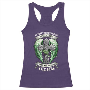 Irish Women Racerback Tank Top In Every Irish Woman Lies An Angel Until You Unleash The Fire TS09 Purple Print Your Wear