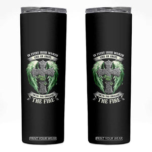 Irish Women Skinny Tumbler In Every Irish Woman Lies An Angel Until You Unleash The Fire TS09 Black Print Your Wear