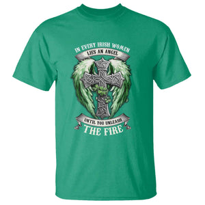 Irish Women T Shirt In Every Irish Woman Lies An Angel Until You Unleash The Fire TS09 Irish Green Print Your Wear