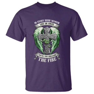 Irish Women T Shirt In Every Irish Woman Lies An Angel Until You Unleash The Fire TS09 Purple Print Your Wear