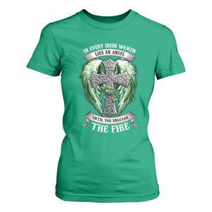 Irish Women T Shirt For Women In Every Irish Woman Lies An Angel Until You Unleash The Fire TS09 Irish Green Print Your Wear