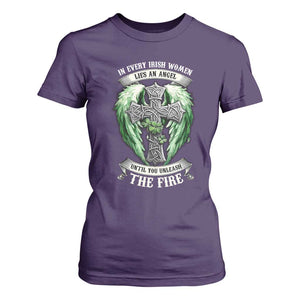 Irish Women T Shirt For Women In Every Irish Woman Lies An Angel Until You Unleash The Fire TS09 Purple Print Your Wear