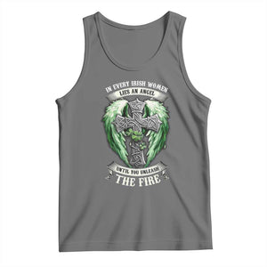 Irish Women Tank Top In Every Irish Woman Lies An Angel Until You Unleash The Fire TS09 Black Heather Print Your Wear