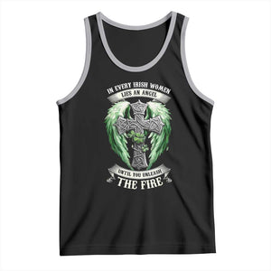 Irish Women Tank Top In Every Irish Woman Lies An Angel Until You Unleash The Fire TS09 Black Athletic Heather Print Your Wear