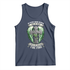 Irish Women Tank Top In Every Irish Woman Lies An Angel Until You Unleash The Fire TS09 Navy Print Your Wear