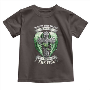 Irish Women Toddler T Shirt In Every Irish Woman Lies An Angel Until You Unleash The Fire TS09 Dark Chocolate Print Your Wear