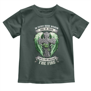 Irish Women Toddler T Shirt In Every Irish Woman Lies An Angel Until You Unleash The Fire TS09 Dark Forest Green Print Your Wear