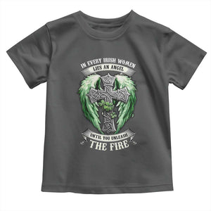 Irish Women Toddler T Shirt In Every Irish Woman Lies An Angel Until You Unleash The Fire TS09 Dark Heather Print Your Wear