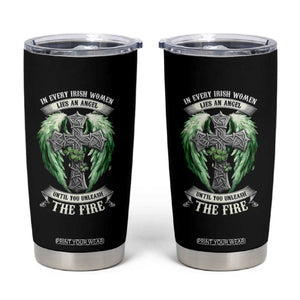 Irish Women Tumbler Cup In Every Irish Woman Lies An Angel Until You Unleash The Fire TS09 Black Print Your Wear